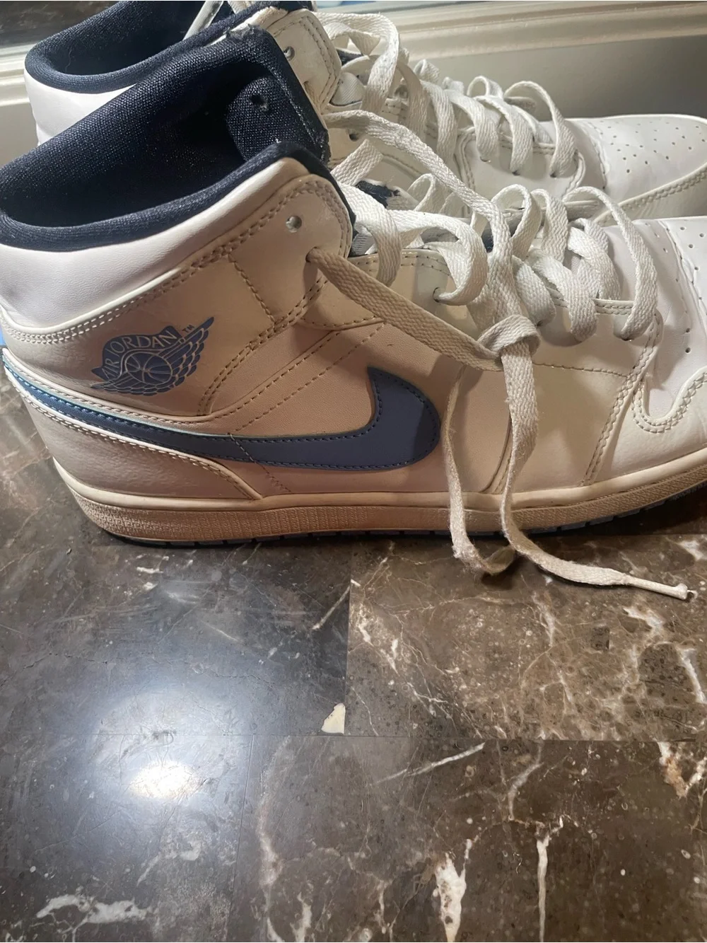 Jordan Mid-Top Sneakers in White and Light Blue